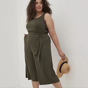 Torrid Super Soft Belted Culotte Jumpsuit Size 3X Olive Green